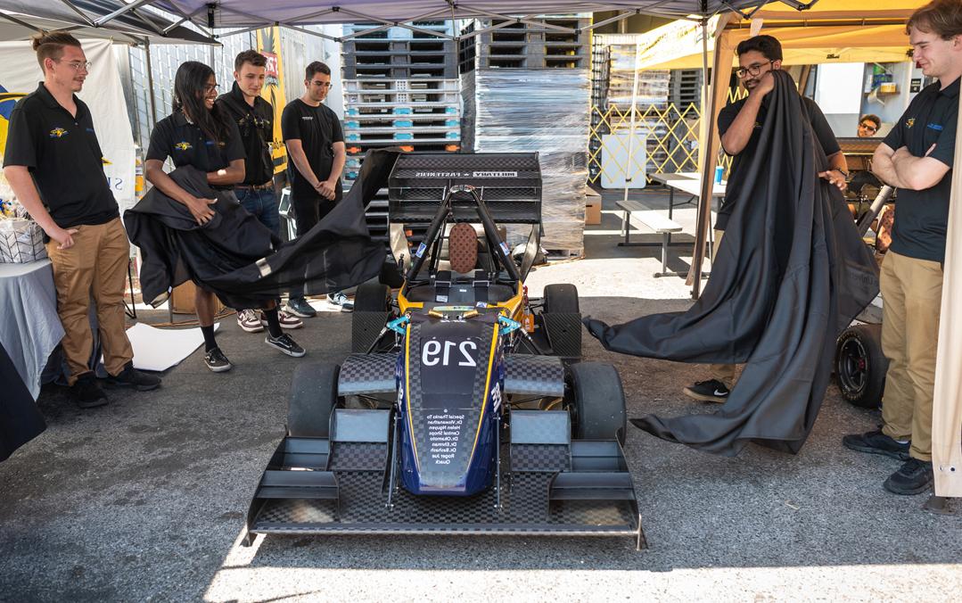 Engineering students reveal their formula race cart.